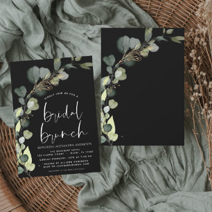 Eukalyptus Schwarz-weiß Bridal Brunch Dusche Einladung