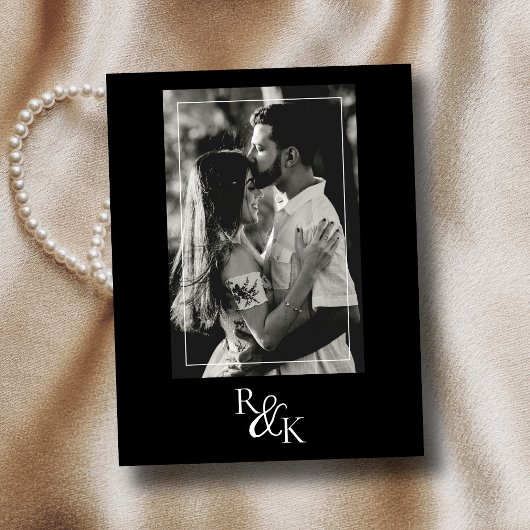 Eukalyptus Schwarz/Weiß Save the Date Minimalistis