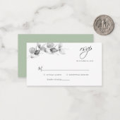 Eukalyptus Schwarz-weiß Wedding RSVP Card Mitteilungskarte (Vorderseite/Rückseite Beispiel)