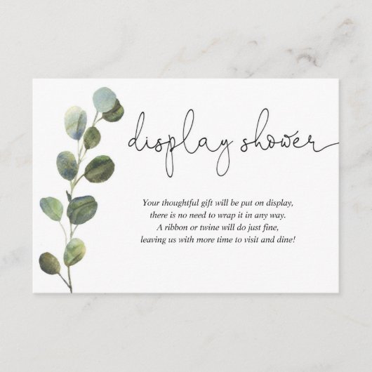 Eukalyptus Schwarz-weiße Babydusche Begleitkarte (Vorderseite)