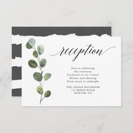 Eukalyptus Schwarz-weißer Empfang Begleitkarte (Vorne/Hinten)