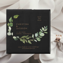 Eukalyptus Schwarze Hochzeit Quadrat Save-the-Date