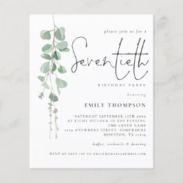 Eukalyptus Script 70. Geburtstagseinladung