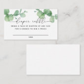 Eukalyptus script Baby Shower Diaper Raffle Ticket Begleitkarte (Vorne/Hinten)