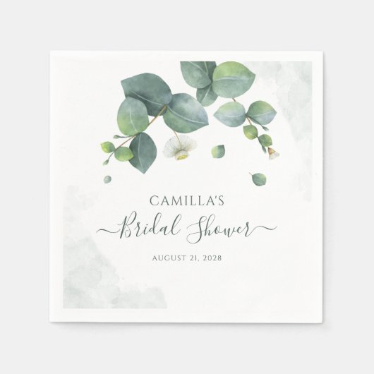 Eukalyptus Script Botanisches Brautparty Serviette (Vorderseite)