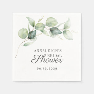 Eukalyptus Script Botanisches Grünes Brautparty Serviette