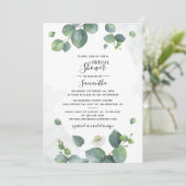 Eukalyptus-Script-Brautparty Einladung (Stehend Vorderseite)
