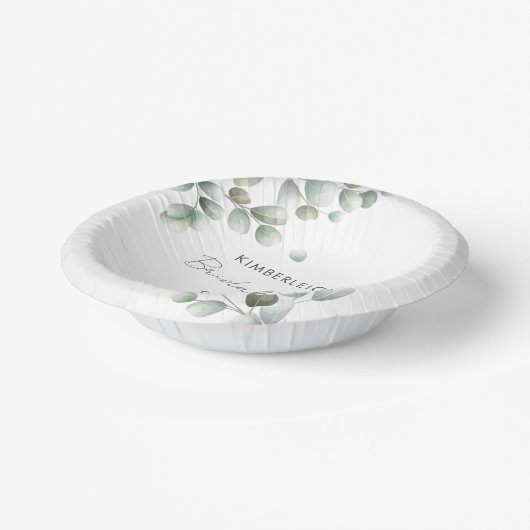 Eukalyptus-Script-Brautparty Pappteller (Gewinkelt)