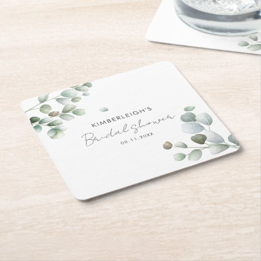 Eukalyptus-Script-Brautparty Rechteckiger Pappuntersetzer (angewinkelt)