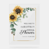 Eukalyptus-Script-Brautparty Sunflower - Willkomme Acrylschild (Vorderseite)