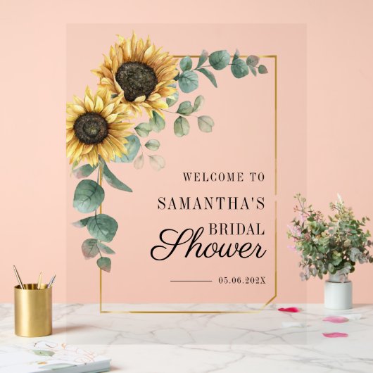 Eukalyptus-Script-Brautparty Sunflower - Willkomme Acrylschild (Hochzeit)