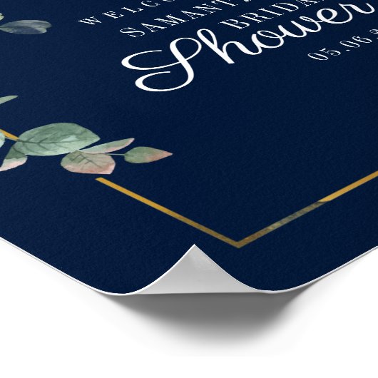 Eukalyptus-Script-Brautparty Sunflower - Willkomme Poster (Ecke)