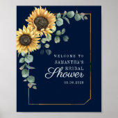 Eukalyptus-Script-Brautparty Sunflower - Willkomme Poster (Vorne)