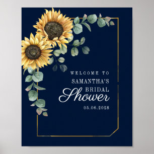 Eukalyptus-Script-Brautparty Sunflower - Willkomme Poster