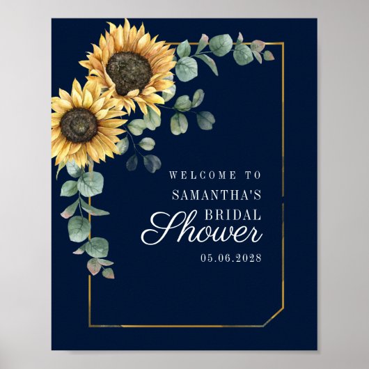 Eukalyptus-Script-Brautparty Sunflower - Willkomme Poster (Vorne)