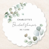 Eukalyptus-Script-Brautparty Untersetzer (Vorderseite)