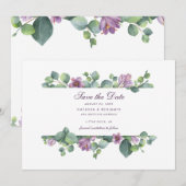Eukalyptus Script florale botanische Vegetation Save The Date (Vorne/Hinten)