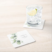 Eukalyptus-Script-Gastgeschenk Hochzeit Rechteckiger Pappuntersetzer (Vor Ort)