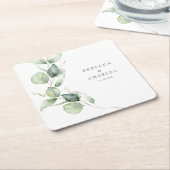 Eukalyptus-Script-Gastgeschenk Hochzeit Rechteckiger Pappuntersetzer (angewinkelt)