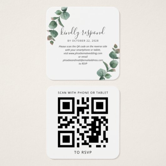 Eukalyptus Script Greenerding Wedding QR Code UAWG (Vorne & Hinten)