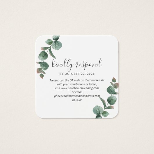 Eukalyptus Script Greenerding Wedding QR Code UAWG (Vorderseite)