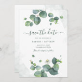 Eukalyptus Script Greenery Botanical Save The Date (Vorne/Hinten)