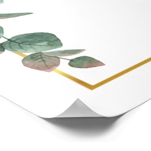 Eukalyptus-Script-Hochzeitsskripte Poster (Ecke)