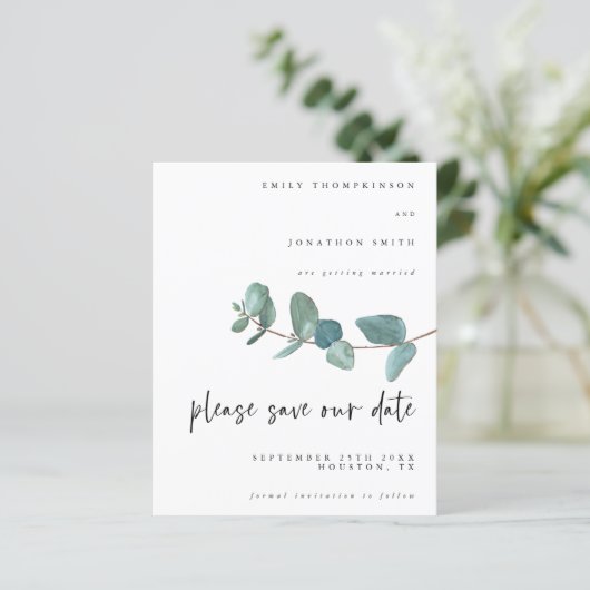 Eukalyptus Script Hochzeitsskripte QR Code Rett Da (Stehend Vorderseite)