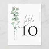 Eukalyptus Script-Hochzeitsskripte-Tischnummer (Vorderseite)