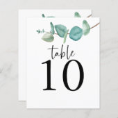 Eukalyptus Script-Hochzeitsskripte-Tischnummer (Vorne/Hinten)