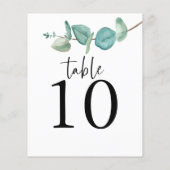 Eukalyptus Script-Hochzeitsskripte-Tischnummer (Rückseite)