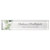 Eukalyptus Script Moderner Büroangestellter Namensplakette (Vorderseite)