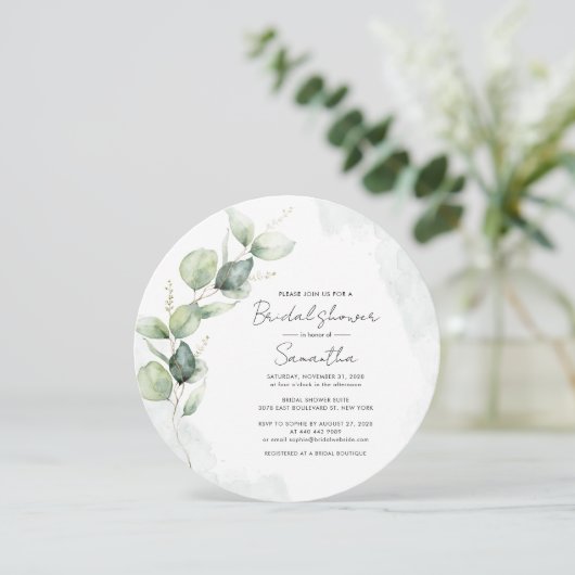 Eukalyptus Script Modernes Brautparty Einladung (Stehend Vorderseite)