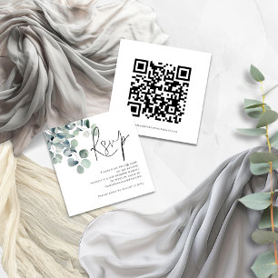 Eukalyptus Script QR Code Wedding RSVP Begleitkarte