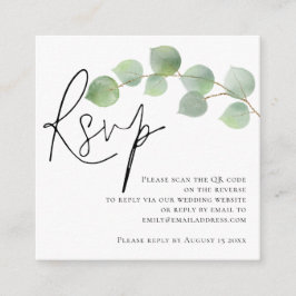Eukalyptus Script QR Code Wedding RSVP Begleitkarte