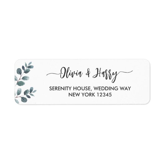 Eukalyptus-Script-Rücksendeadressen-Aufkleber (Vorne)