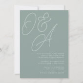Eukalyptus | Script Watermark Monogram Wedding Einladung (Vorderseite)