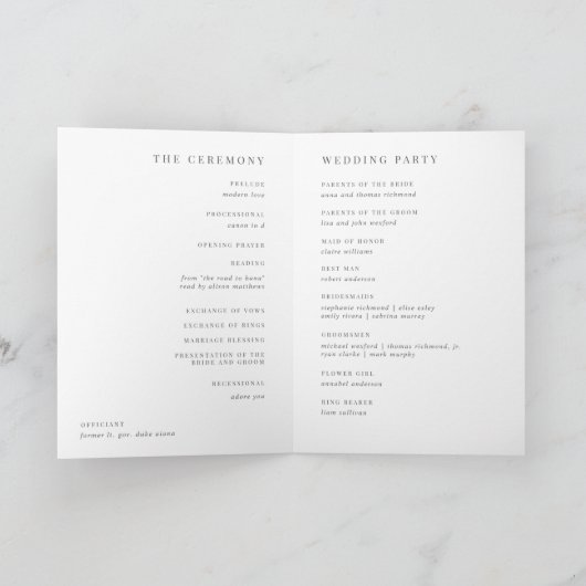 Eukalyptus | Script Watermark Monogram Wedding Programm (Innenseite)