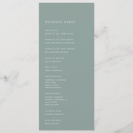 Eukalyptus | Script Watermark Monogram Wedding Programm (Rückseite)