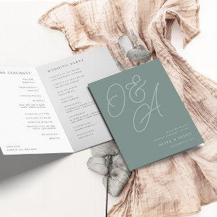 Eukalyptus Script Watermark Monogram Wedding Programm