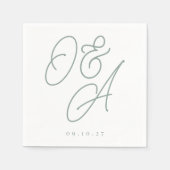 Eukalyptus | Script Watermark Monogram Wedding Serviette (Vorderseite)
