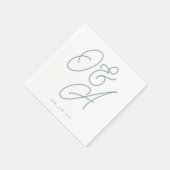 Eukalyptus | Script Watermark Monogram Wedding Serviette (Ecke)