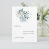 Eukalyptus Script Wedding RSVP Karte (Stehend Vorderseite)