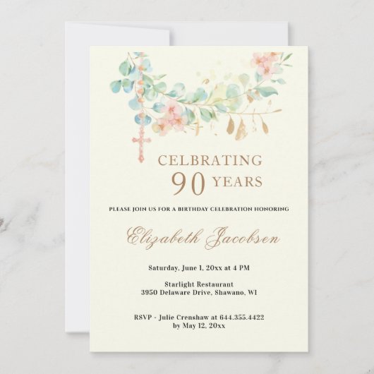 Eukalyptus Scripture Rosary Einladung (Vorderseite)