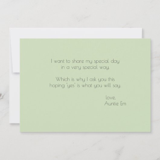 Eukalyptus sei mein Blumenmädchen Einladung (Rückseite)