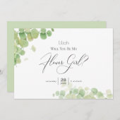 Eukalyptus sei mein Blumenmädchen Einladung (Vorne/Hinten)