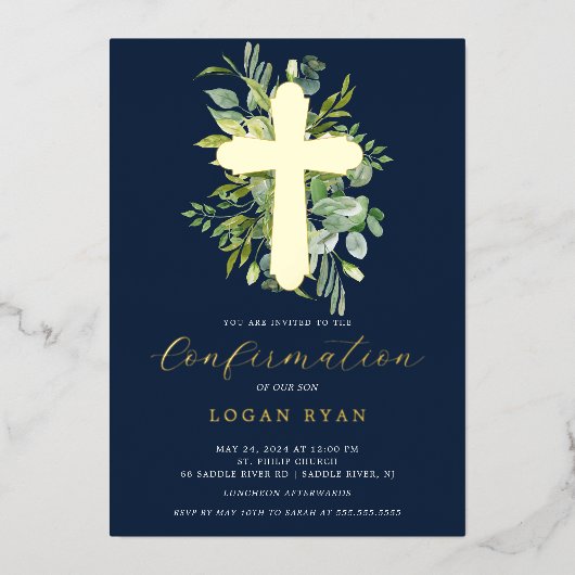 Eukalyptus Serenity Confirmation - Einladung (Vorderseite)