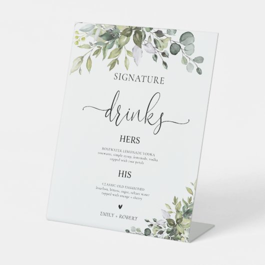 Eukalyptus-Signature-Drinks-Schild Sockelschild (Vorderseite)