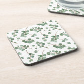 Eukalyptus-silberner Dollar-Baum-Laub-Muster Getränkeuntersetzer (Linke Seite)