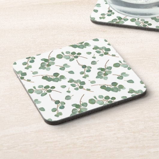 Eukalyptus-silberner Dollar-Baum-Laub-Muster Getränkeuntersetzer (Linke Seite)